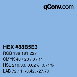 Código de color: HEX #88B5E3 | qconv.com