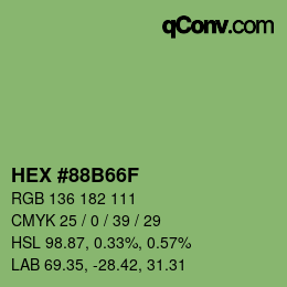 カラーコード: HEX #88B66F | qconv.com