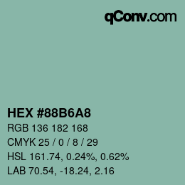カラーコード: HEX #88B6A8 | qconv.com