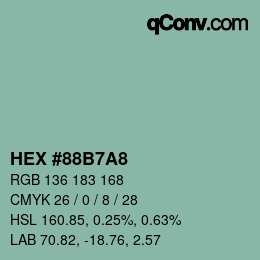 Color code: HEX #88B7A8 | qconv.com