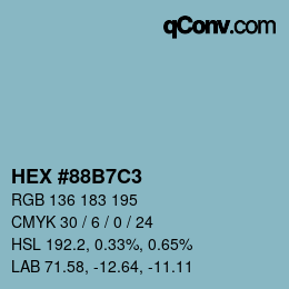 カラーコード: HEX #88B7C3 | qconv.com