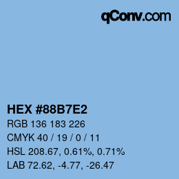 カラーコード: HEX #88B7E2 | qconv.com