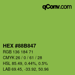 颜色代码: HEX #88B847 | qconv.com