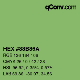 Farbcode: HEX #88B86A | qconv.com