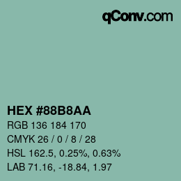 Farbcode: HEX #88B8AA | qconv.com