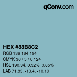 Color code: HEX #88B8C2 | qconv.com
