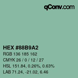 カラーコード: HEX #88B9A2 | qconv.com