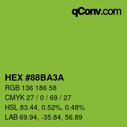カラーコード: HEX #88BA3A | qconv.com