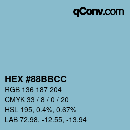 Color code: HEX #88BBCC | qconv.com