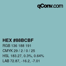Color code: HEX #88BCBF | qconv.com