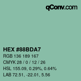カラーコード: HEX #88BDA7 | qconv.com