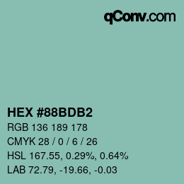 Color code: HEX #88BDB2 | qconv.com