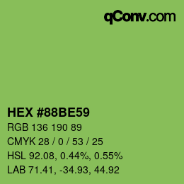 Color code: HEX #88BE59 | qconv.com