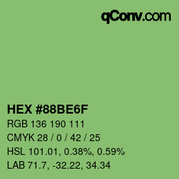Farbcode: HEX #88BE6F | qconv.com