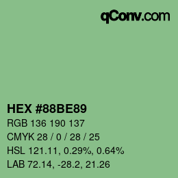 颜色代码: HEX #88BE89 | qconv.com