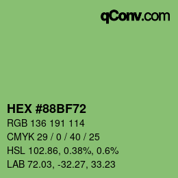 Color code: HEX #88BF72 | qconv.com