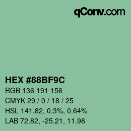 颜色代码: HEX #88BF9C | qconv.com