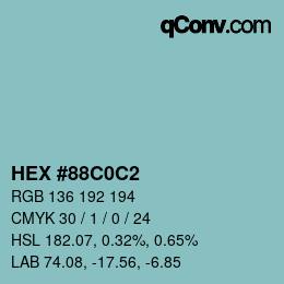 Color code: HEX #88C0C2 | qconv.com