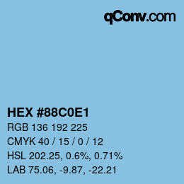 カラーコード: HEX #88C0E1 | qconv.com