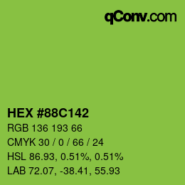 カラーコード: HEX #88C142 | qconv.com