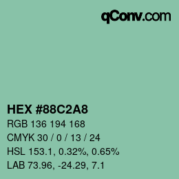 カラーコード: HEX #88C2A8 | qconv.com