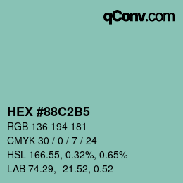 Farbcode: HEX #88C2B5 | qconv.com