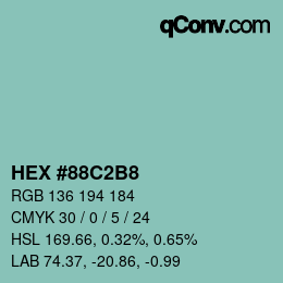 Color code: HEX #88C2B8 | qconv.com