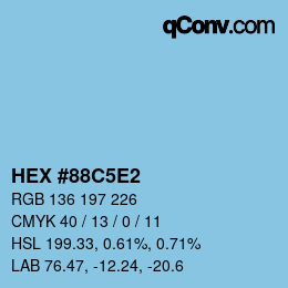 Farbcode: HEX #88C5E2 | qconv.com