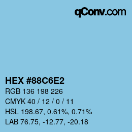 カラーコード: HEX #88C6E2 | qconv.com