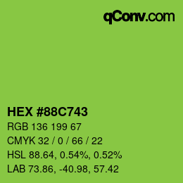 Color code: HEX #88C743 | qconv.com