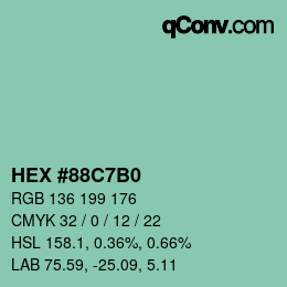 Color code: HEX #88C7B0 | qconv.com