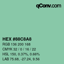 カラーコード: HEX #88C8A8 | qconv.com
