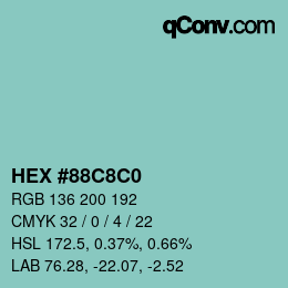 Color code: HEX #88C8C0 | qconv.com