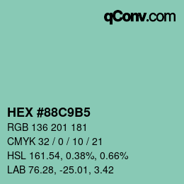 Color code: HEX #88C9B5 | qconv.com