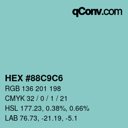 Color code: HEX #88C9C6 | qconv.com