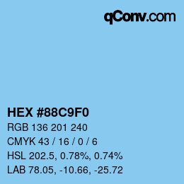 カラーコード: HEX #88C9F0 | qconv.com
