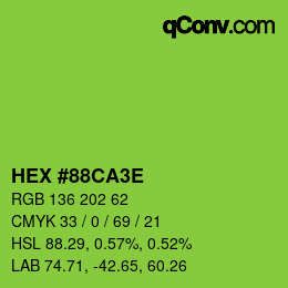 Color code: HEX #88CA3E | qconv.com