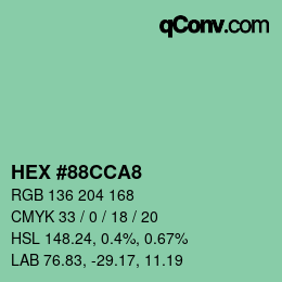 カラーコード: HEX #88CCA8 | qconv.com