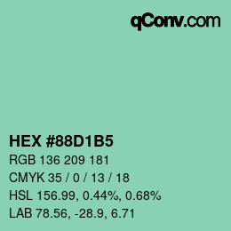 カラーコード: HEX #88D1B5 | qconv.com