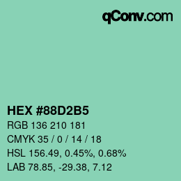 カラーコード: HEX #88D2B5 | qconv.com