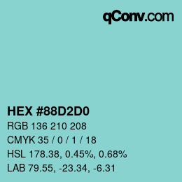 カラーコード: HEX #88D2D0 | qconv.com