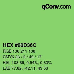 Farbcode: HEX #88D36C | qconv.com