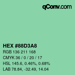 カラーコード: HEX #88D3A8 | qconv.com