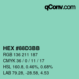 Color code: HEX #88D3BB | qconv.com