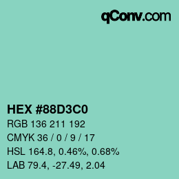 Color code: HEX #88D3C0 | qconv.com