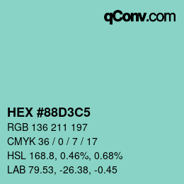 Color code: HEX #88D3C5 | qconv.com
