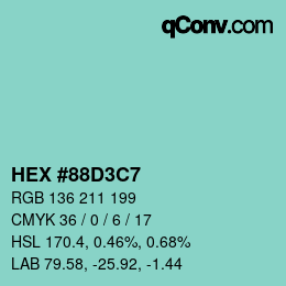 Color code: HEX #88D3C7 | qconv.com