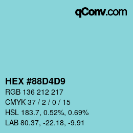 Color code: HEX #88D4D9 | qconv.com