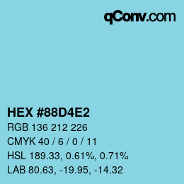 カラーコード: HEX #88D4E2 | qconv.com