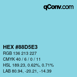 颜色代码: HEX #88D5E3 | qconv.com